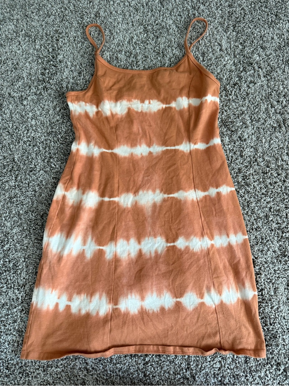 Billabong Rust Orange and White Tie-Dye Slip Mini Dress